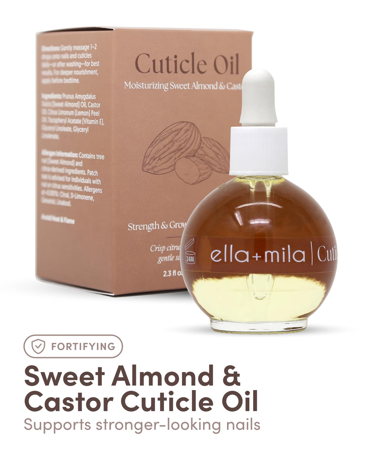 ella+mila dropper applying oil to cuticle improves hydration and control