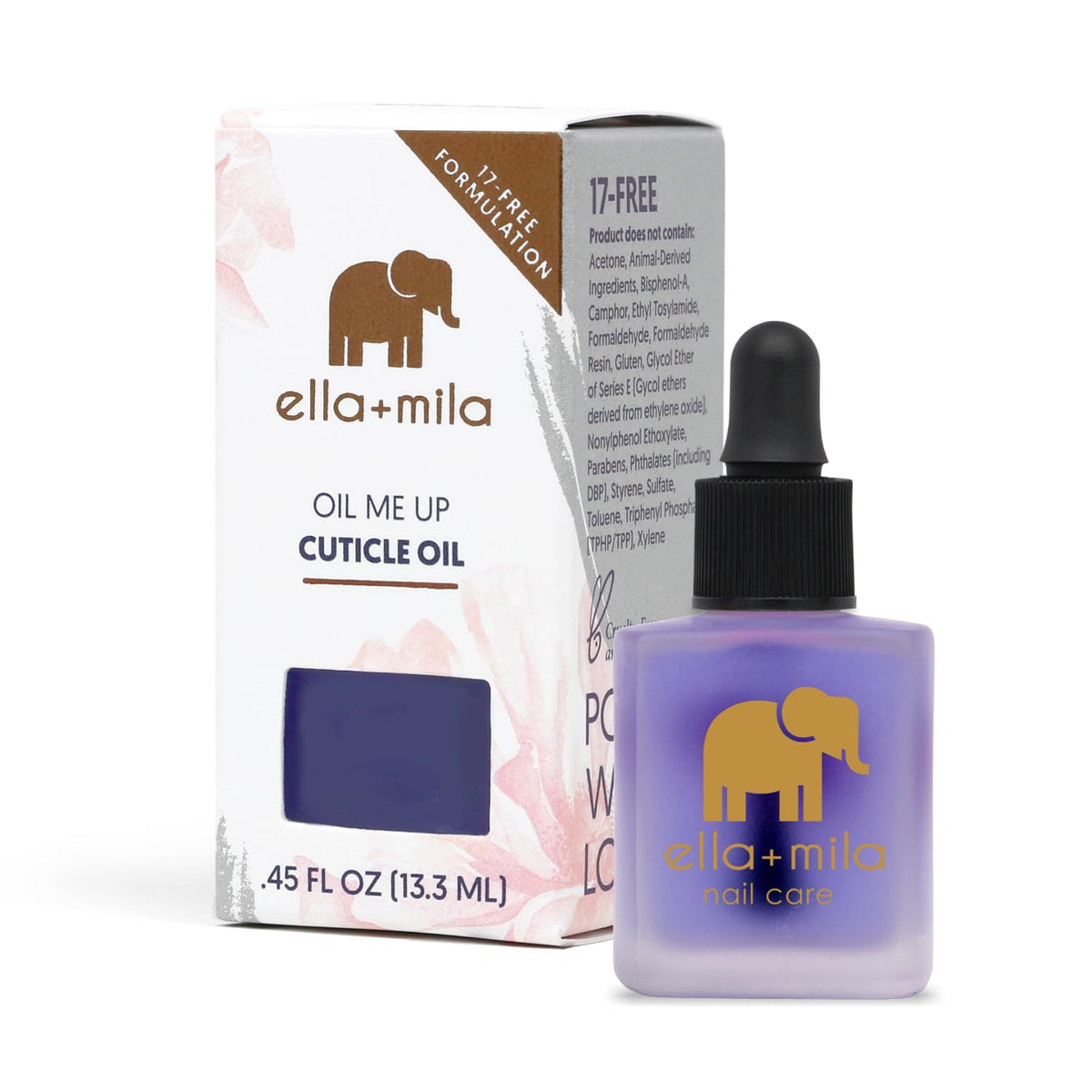ella+mila front packaging showing compact bottle and label benefits