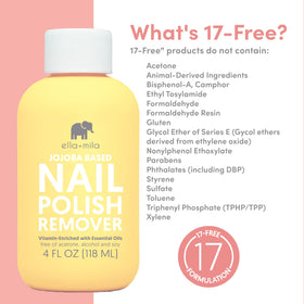 ella+mila hand removing polish demonstrating gentle effective benefit