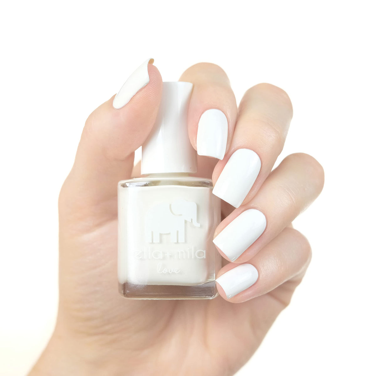 ella+mila brush stroke of Pure Love demonstrating smooth quick-dry coverage