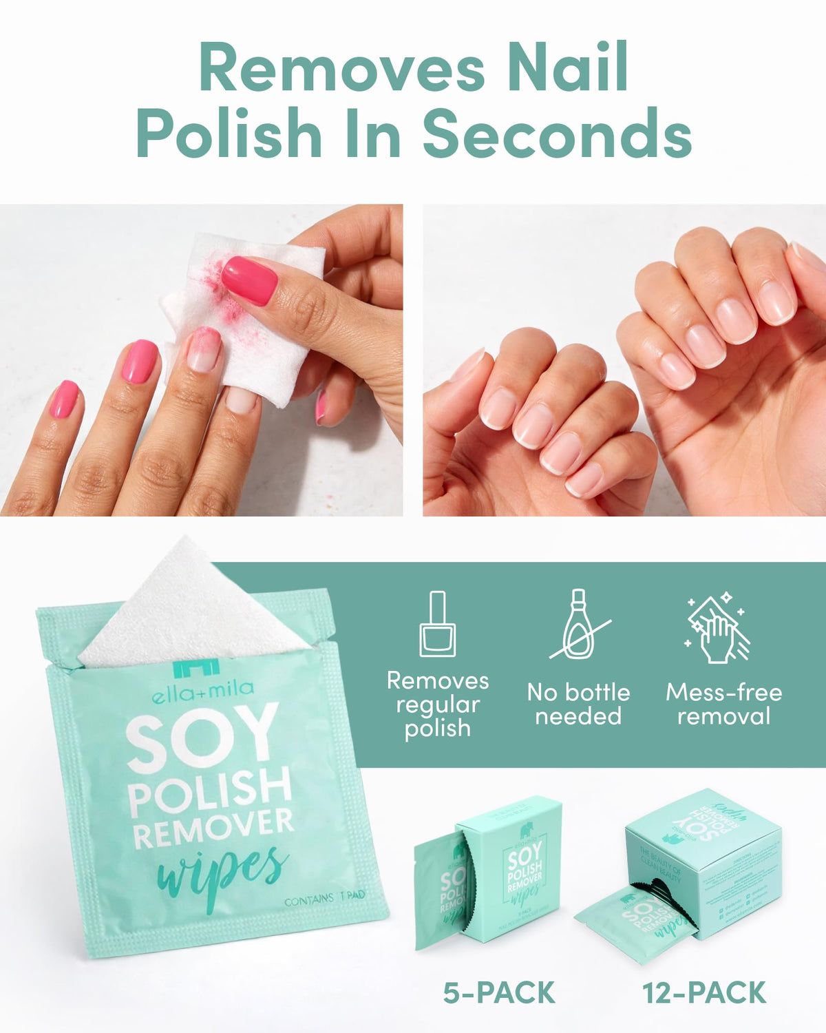 ella+mila single wipe removed from wrapper ready to use for quick polish fixes