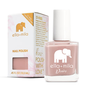 ella+mila front bottle showing Desert Suede pink and quick-dry benefit