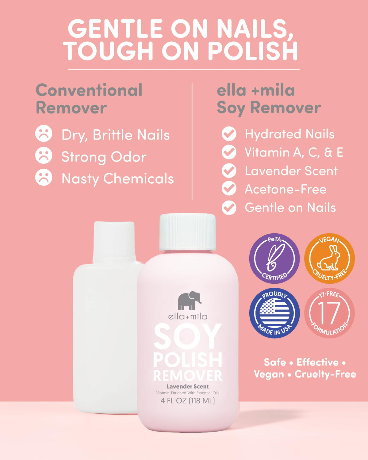 ella+mila label close-up highlighting ingredients and clean packaging benefit