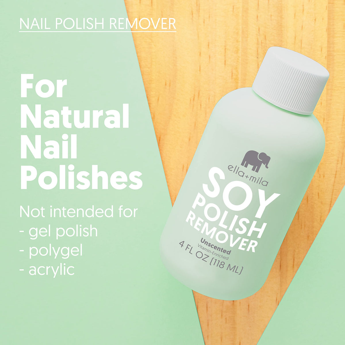 ella+mila in use removing polish from nail for quick, gentle results
