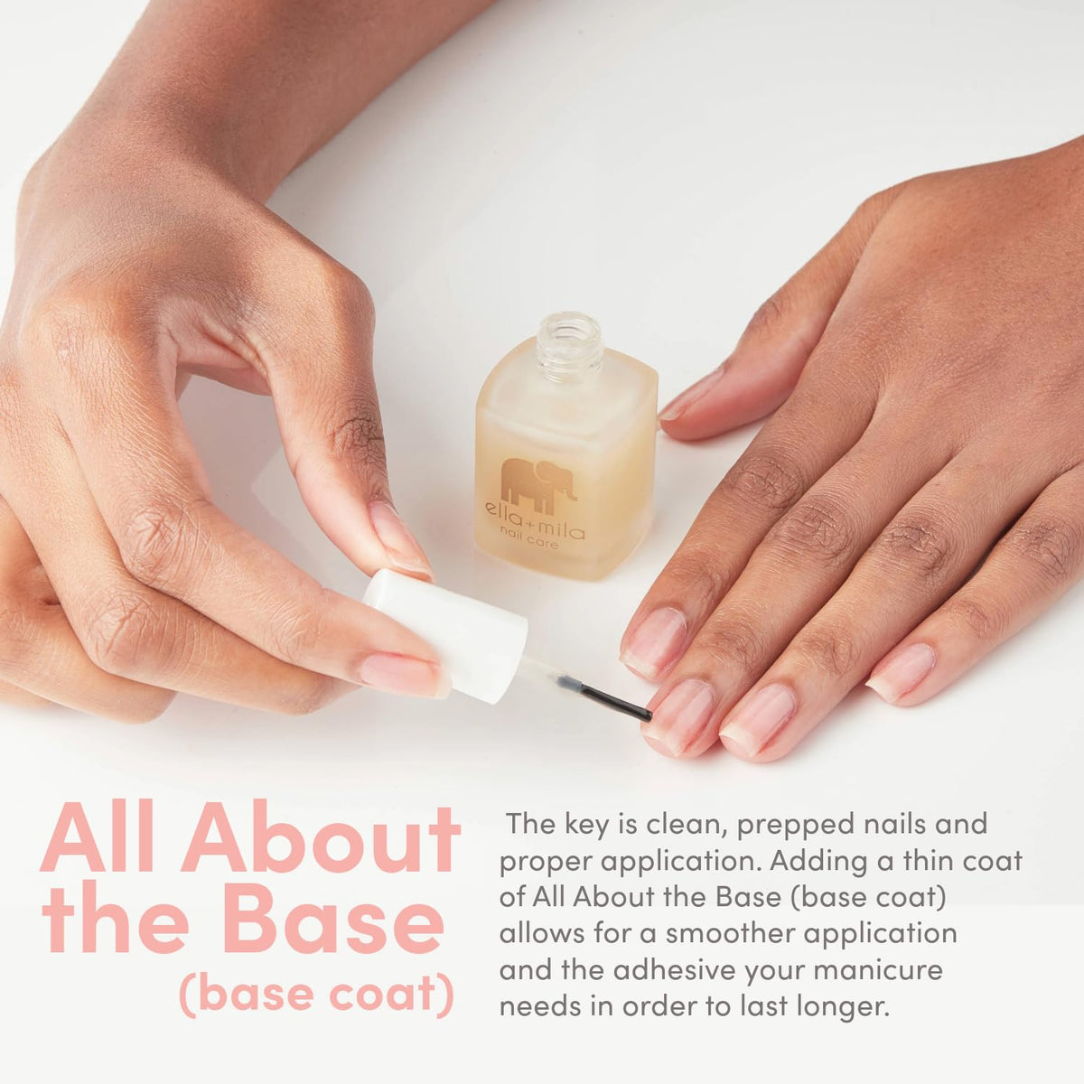 ella+mila lifestyle shot of hand holding bottle conveying salon-quality results at home