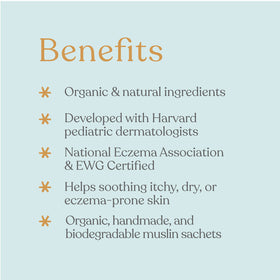 ELLAOLA close-up of biodegradable muslin sachet texture and softness benefit