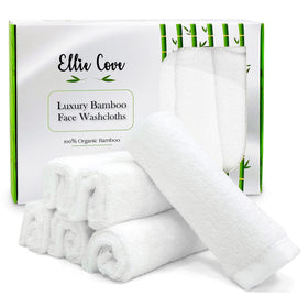 Ellie Cove front packaging showing six white washcloths and product branding for easy selection