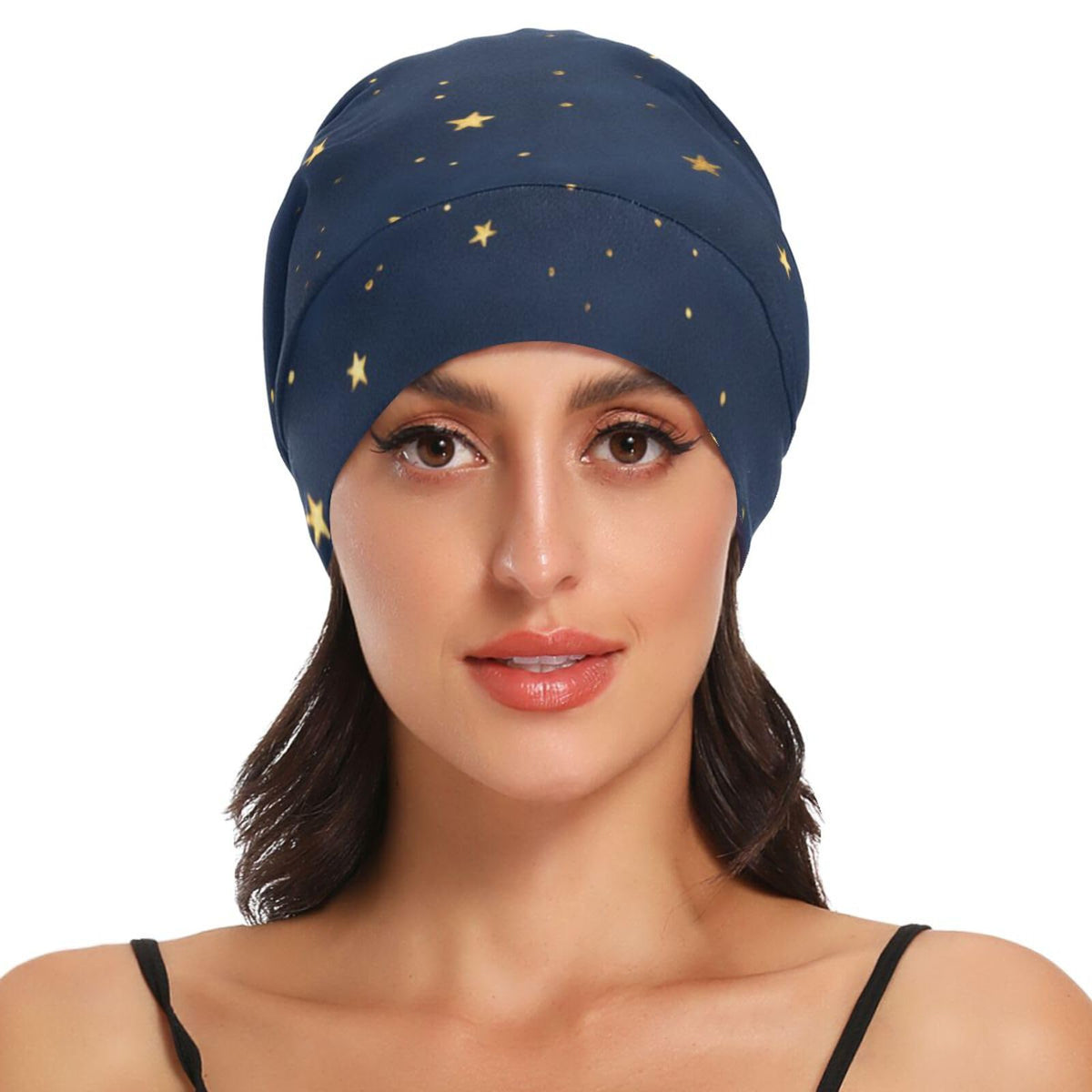 ElliTarr woman sleeping wearing bonnet preserving curls overnight