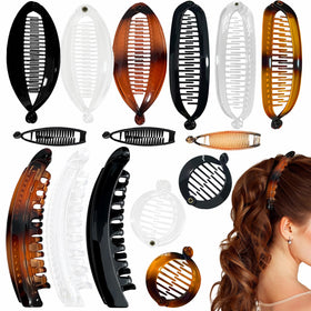 ELLOPH front view showing full 15-piece retro banana clip assortment and variety