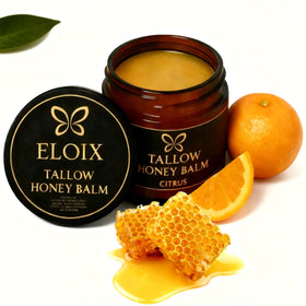 Eloix jar front view showing packaging and balm benefits