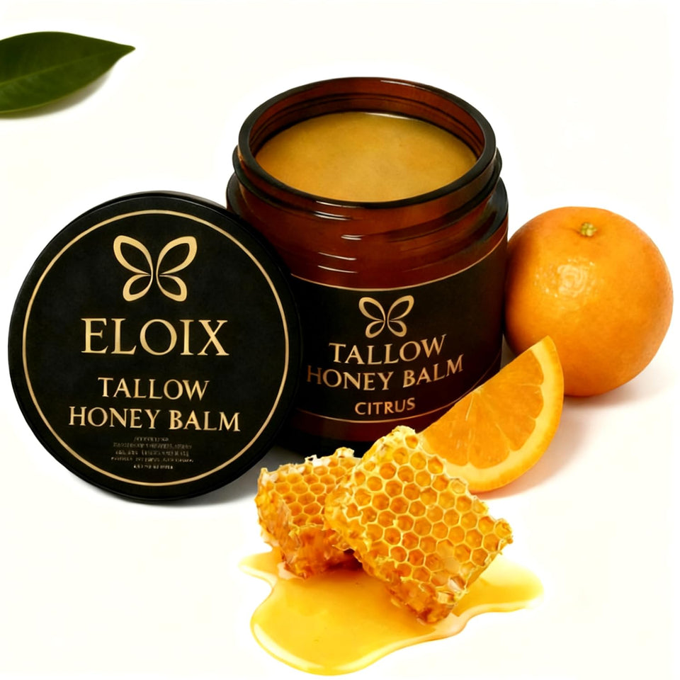 Eloix jar front view showing packaging and balm benefits
