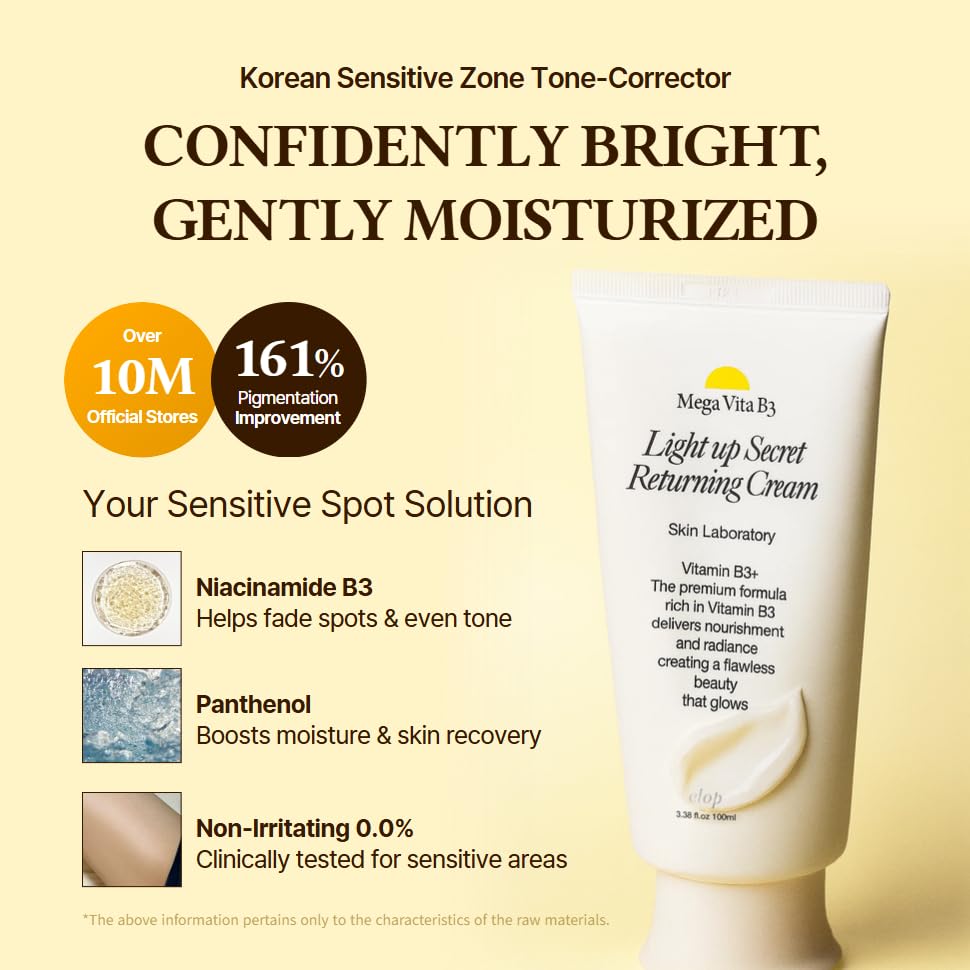 elop ingredient label close-up highlighting niacinamide and Korean brightening tech