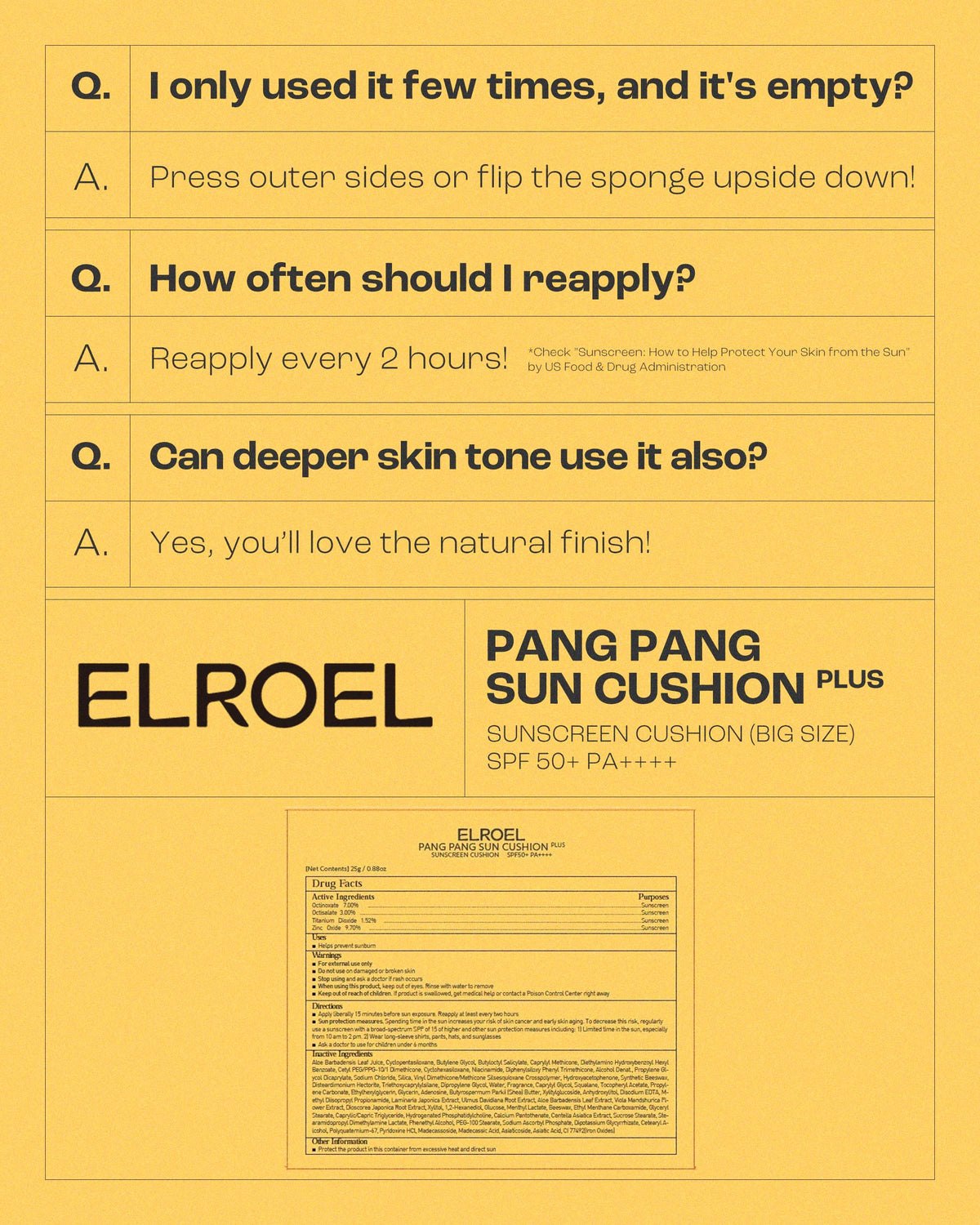 ELROEL packaging back details emphasizing hypoallergenic formula benefits