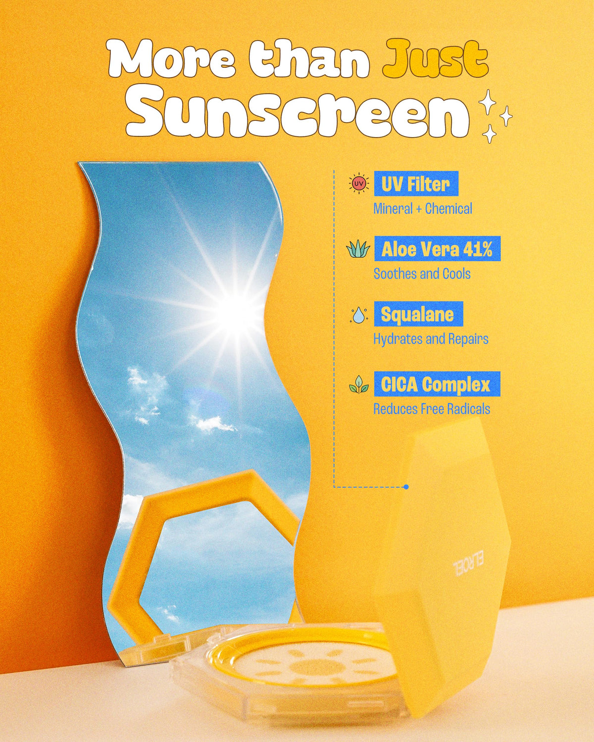ELROEL splash demonstrating water-resistant SPF performance