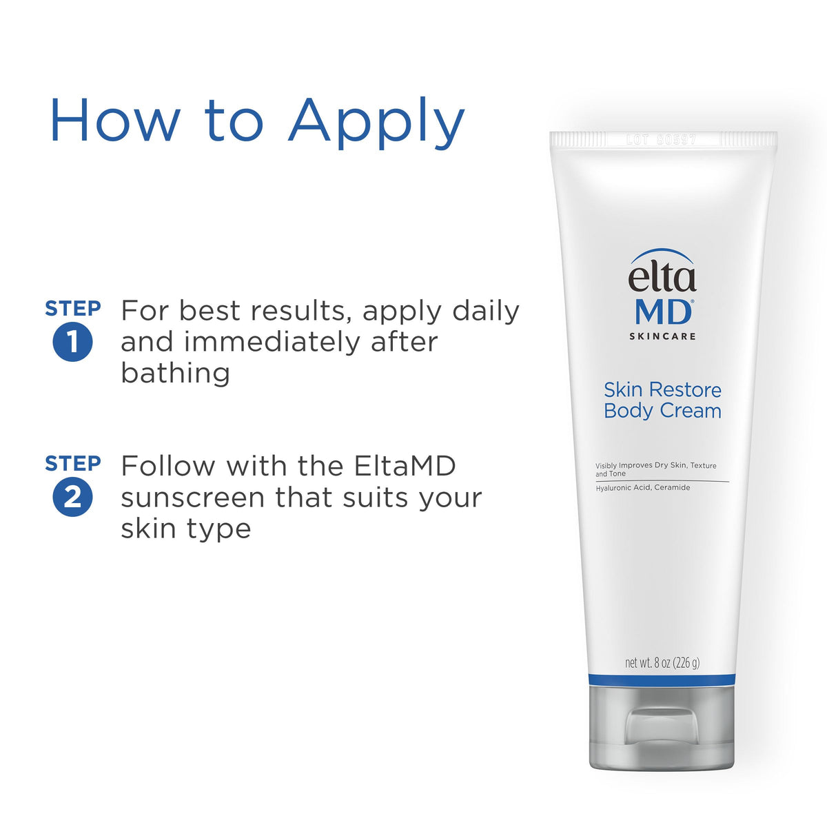 EltaMD 8oz tube next to everyday items for clear size comparison