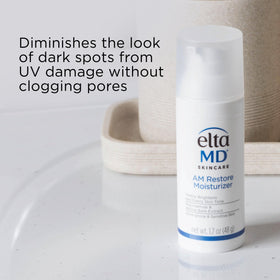 EltaMD pump dispensing lightweight lotion to demonstrate easy, mess-free use