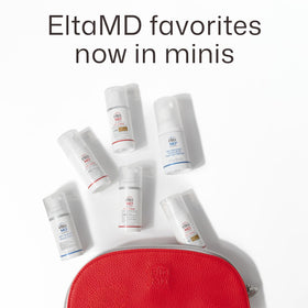 EltaMD moisturizer on bathroom counter next to towel showing easy morning routine