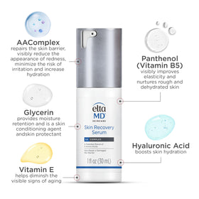EltaMD bottle styled on vanity, portraying daily routine compatibility benefit