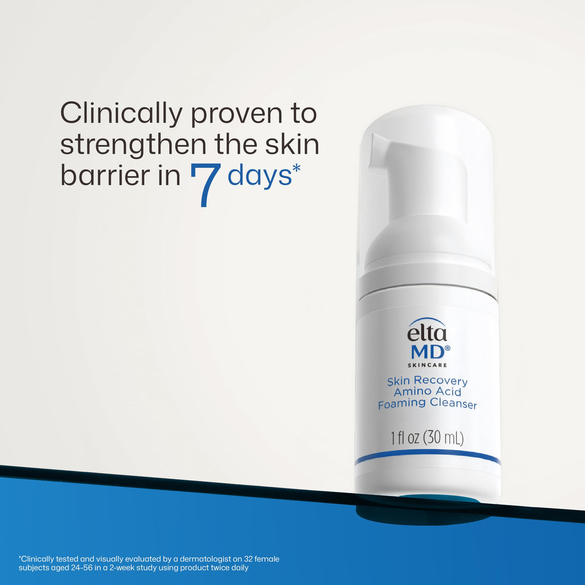 EltaMD bottle on bathroom shelf lifestyle suggesting daily routine use