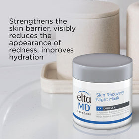 EltaMD applied to face and neck showing calming overnight effect