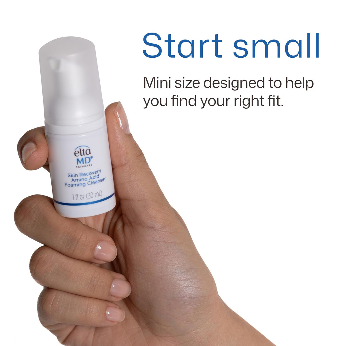 EltaMD pump and cap detail highlighting easy, mess-free dispensing