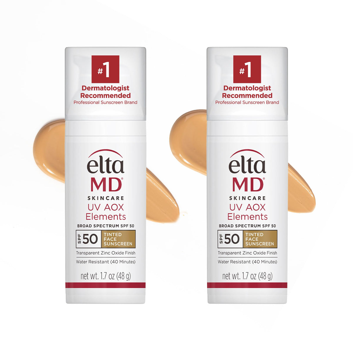 EltaMD front packaging showing SPF 50 and pump for easy use