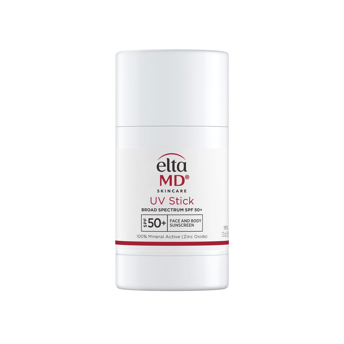 EltaMD front packaging showing compact sunscreen stick and benefits