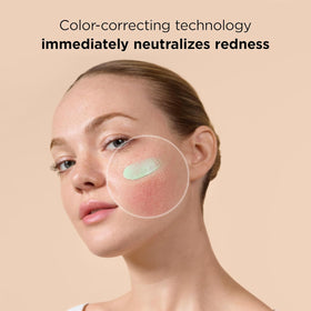 EltaMD green tint swatch on skin highlighting color-correcting redness neutralization