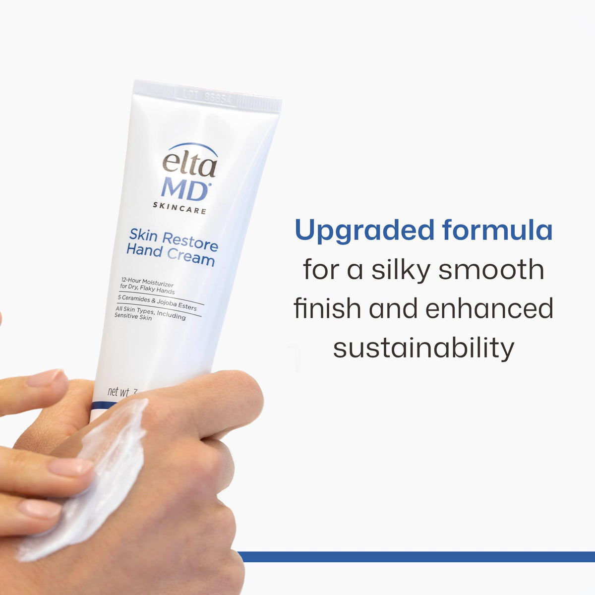 EltaMD cream texture close-up highlighting smooth non-greasy finish and quick absorption