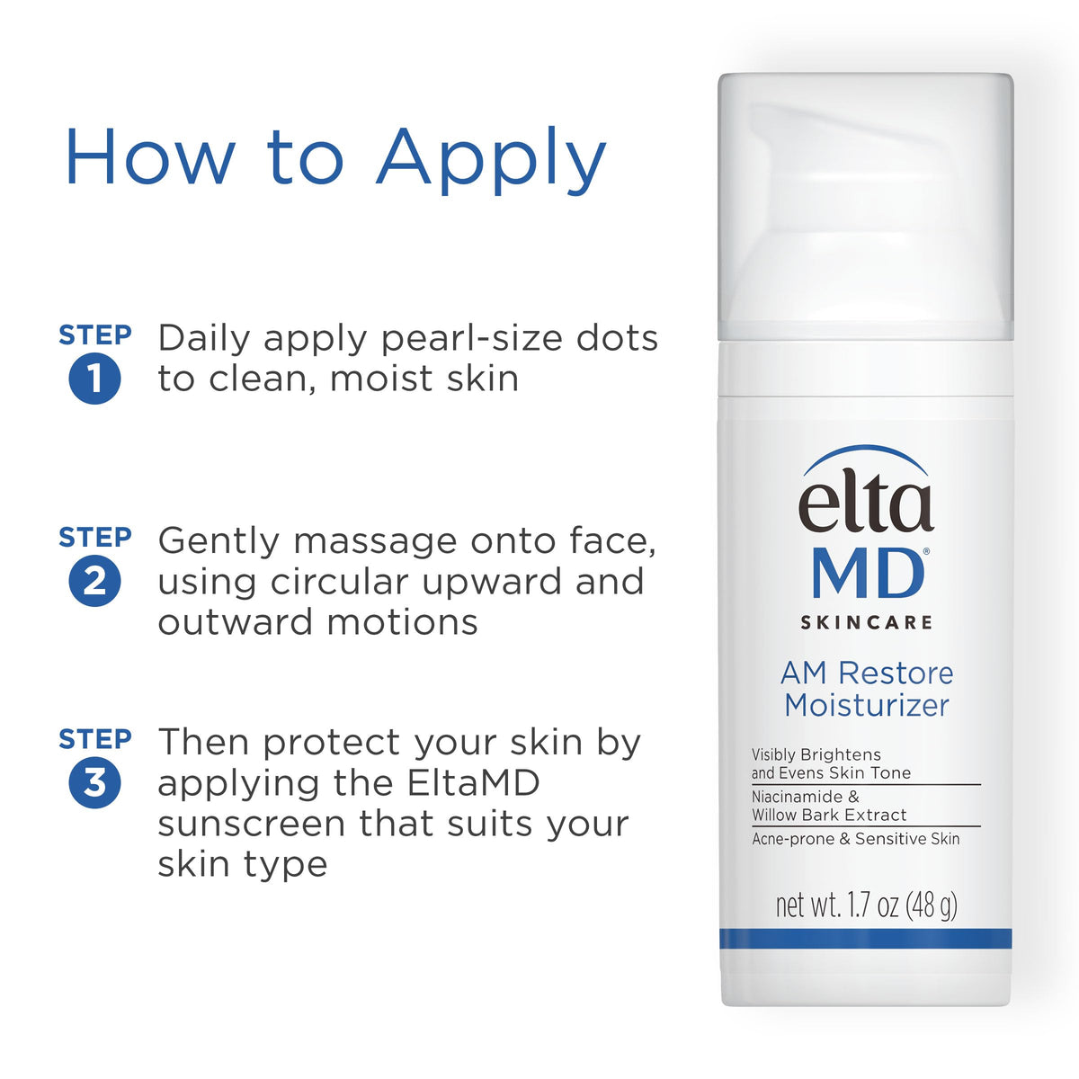 EltaMD bottle on bathroom counter in routine for everyday convenience benefit