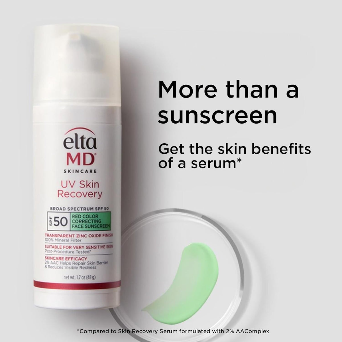 EltaMD ingredients label close-up showing zinc oxide mineral protection details