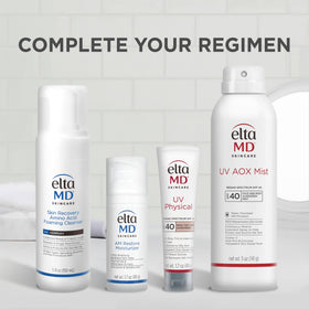 EltaMD product label close-up highlights mineral actives benefit