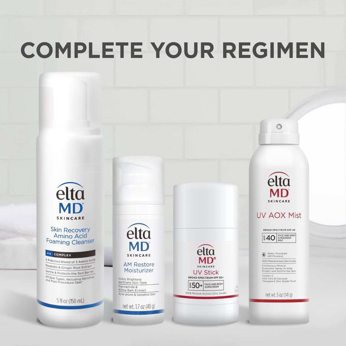 EltaMD product label close-up displaying mineral SPF 50+ ingredients