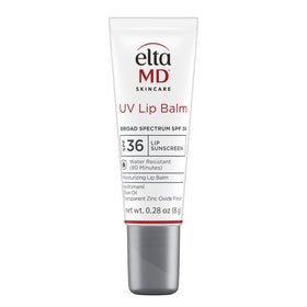 EltaMD lip balm front tube showing product branding and SPF protection
