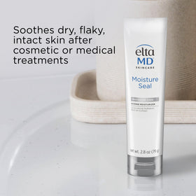 EltaMD Moisture Seal applied to hand illustrating quick absorption and soothing