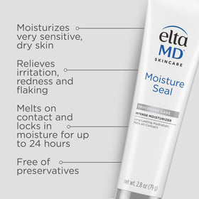 EltaMD Moisture Seal cream texture close-up demonstrating rich melt-on-contact hydration