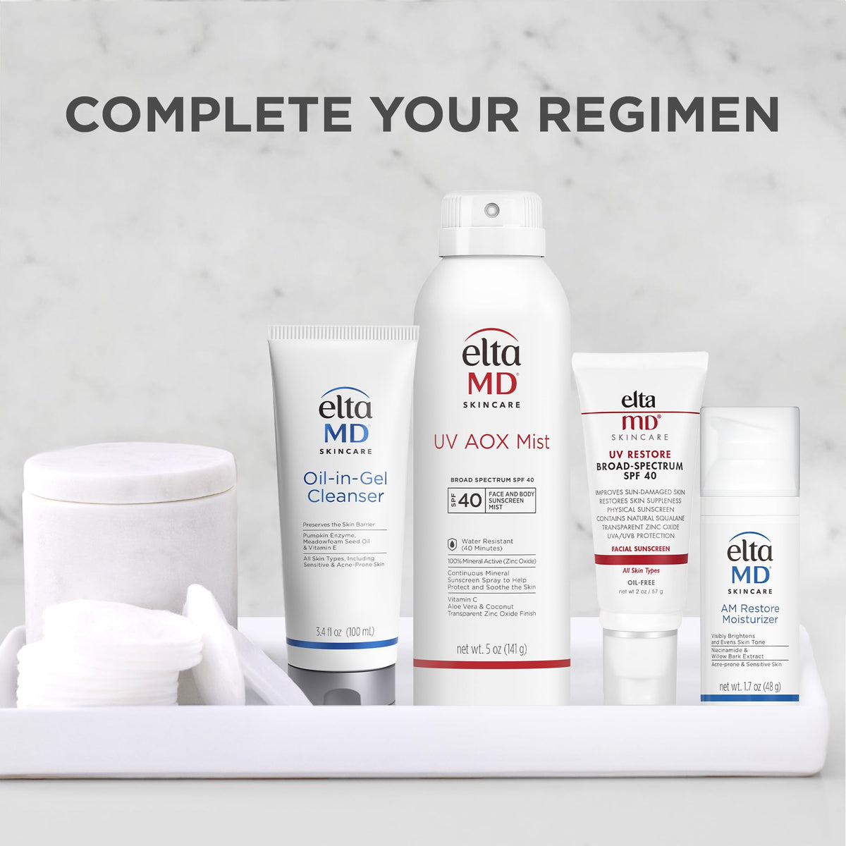 EltaMD 3.4 oz tube beside common items to show true size and travel-friendly benefits