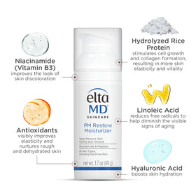 EltaMD jar on bathroom counter illustrating evening skincare routine