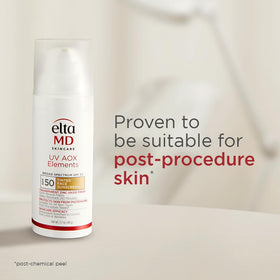 EltaMD pump and label detail highlighting mineral actives and antioxidant benefits