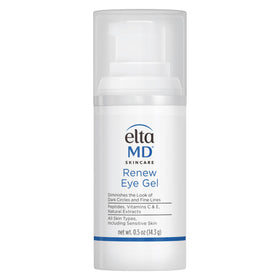 EltaMD Renew Eye Gel pump bottle front view showing clean packaging and portable design