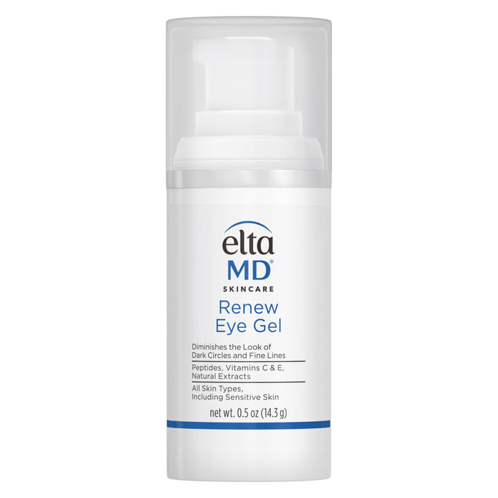EltaMD Renew Eye Gel pump bottle front view showing clean packaging and portable design