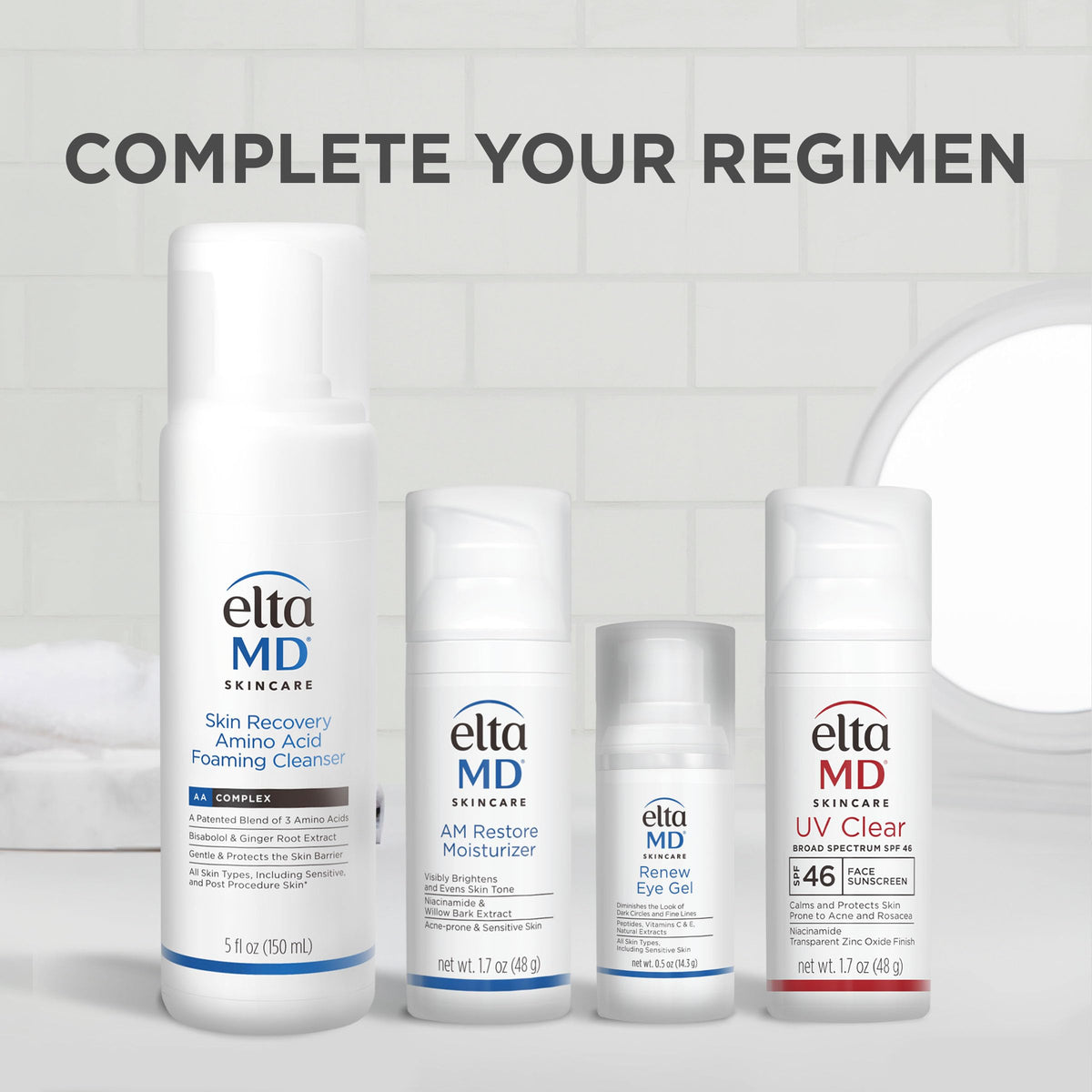 EltaMD Renew Eye Gel label detail focusing on ingredient claims and allergy-conscious design