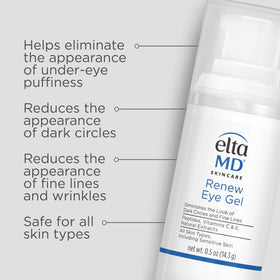 EltaMD Renew Eye Gel texture close-up highlighting lightweight gel and quick absorption