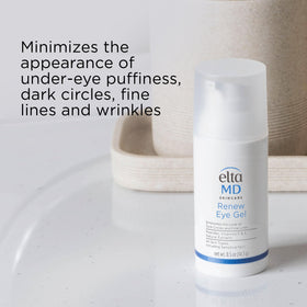 EltaMD Renew Eye Gel being patted under-eye demonstrating smoothing and hydrating benefit