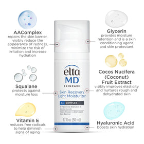 EltaMD 1.7 oz bottle beside everyday items showing compact travel-friendly size