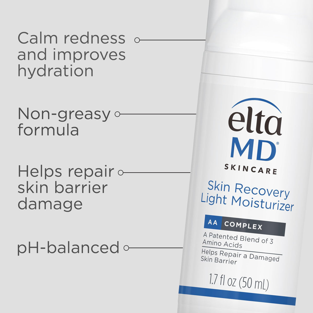 EltaMD moisturizer texture close-up showing lightweight, fast-absorbing finish