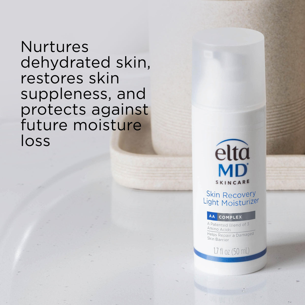 EltaMD morning routine scene demonstrating daytime hydration under sunscreen