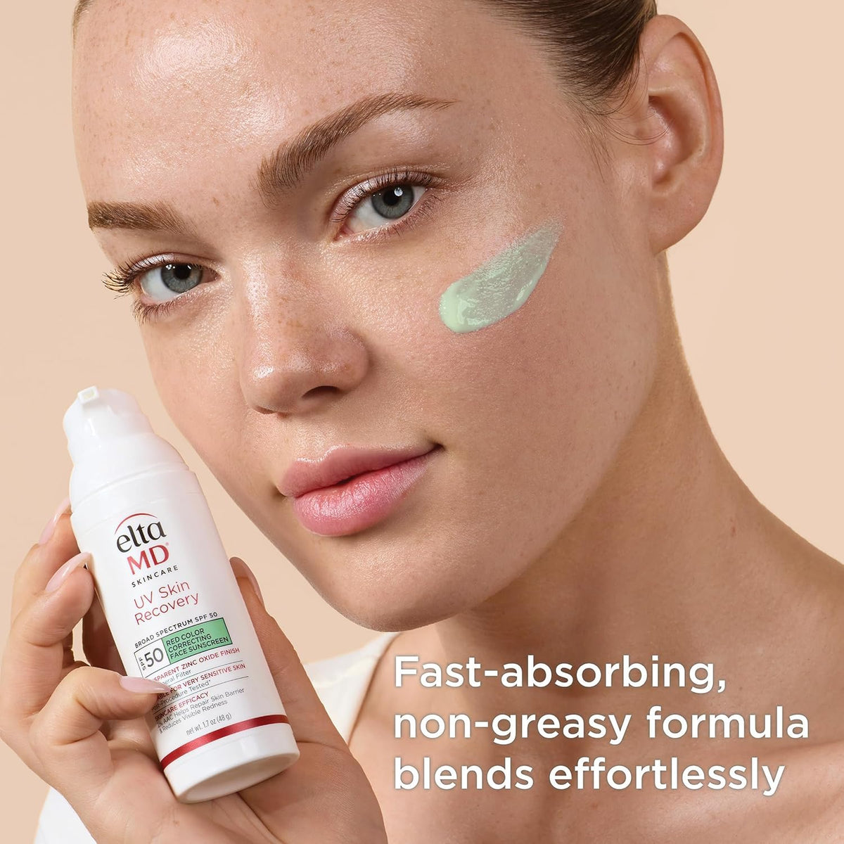 EltaMD before and after blending showing reduced visible redness and smoother tone