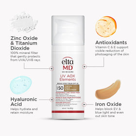 EltaMD tinted sunscreen swatch on wrist blended for natural coverage benefit
