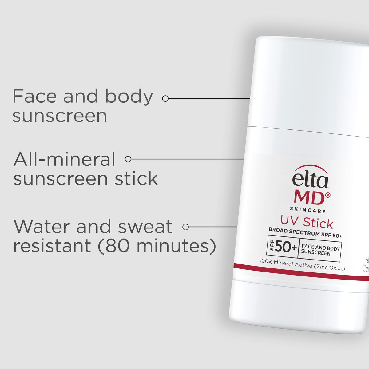 Close-up of EltaMD stick texture demonstrating smooth, non-greasy finish